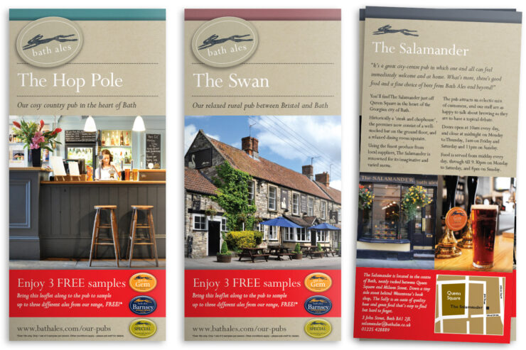 2pp leaflets for several Bath Ales pubs (from 2012)