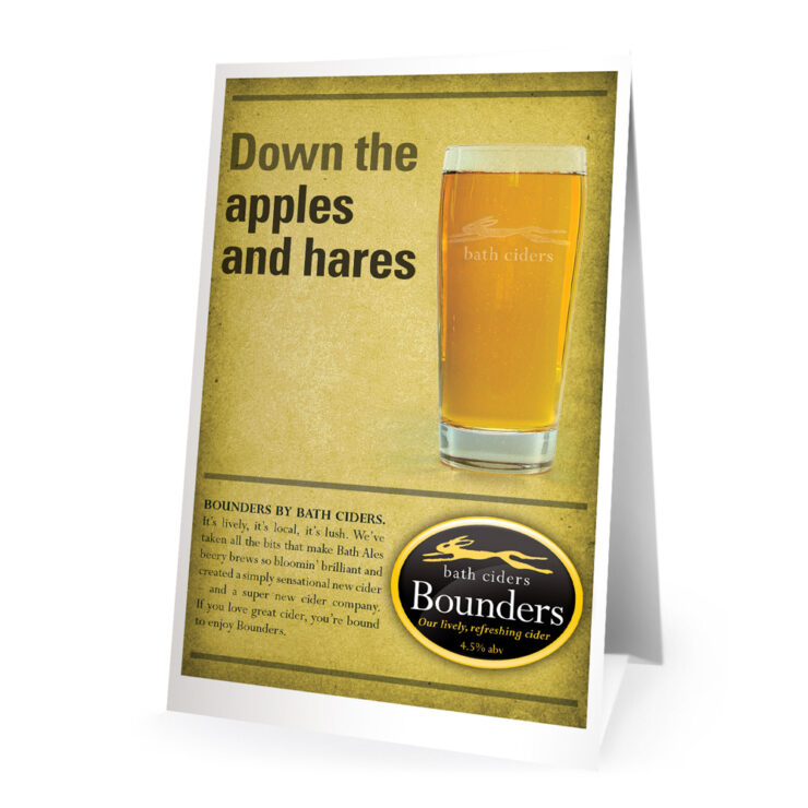 Bounders promotional tent card
