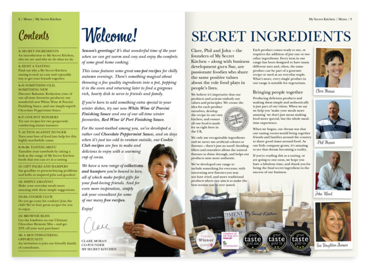 My Secret Kitchen 'Menu' magazine