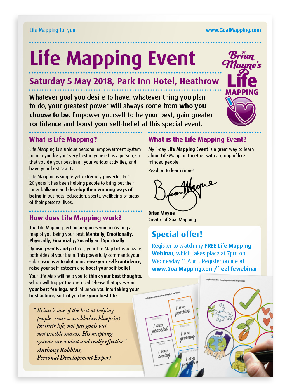 2-page flyer for an Life Mapping workshop