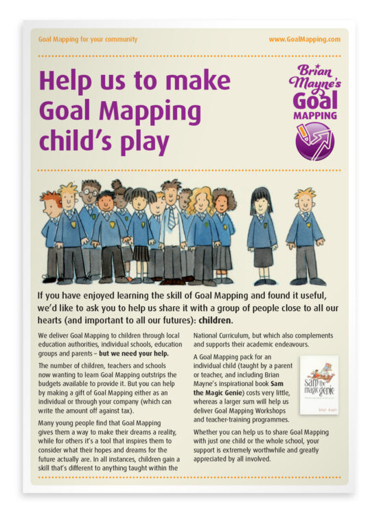 2-page flyer promoting Goal Mapping for children