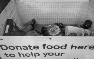 Food bank donation point in a supermarket