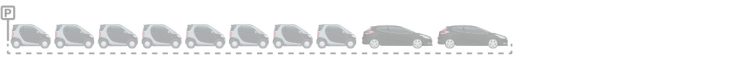 Diagram showing a row of cars parked on a street