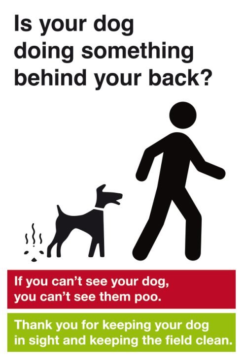 Sign asking to owners to keep an eye on their dog at all times