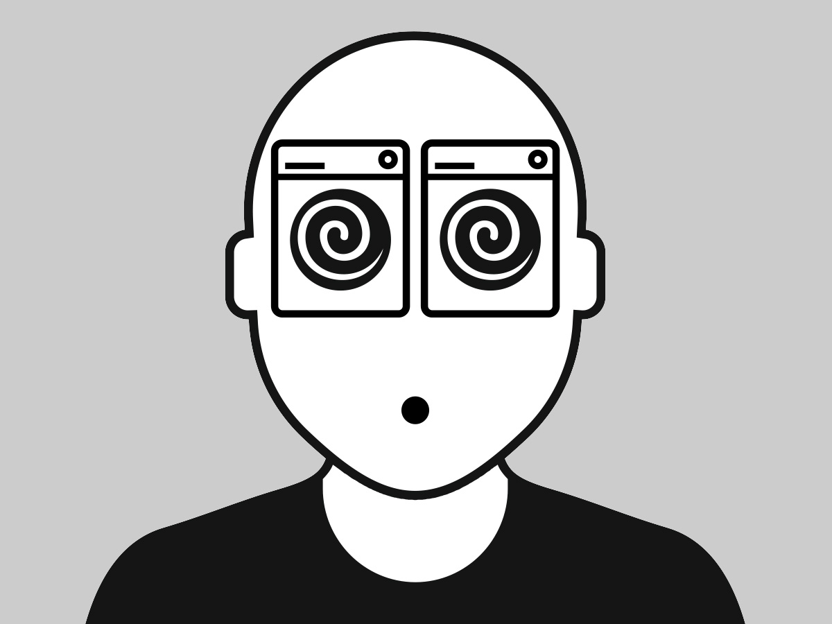 Graphic illustration of a customer mesmerised by the pricing trick in a Currys TV advert